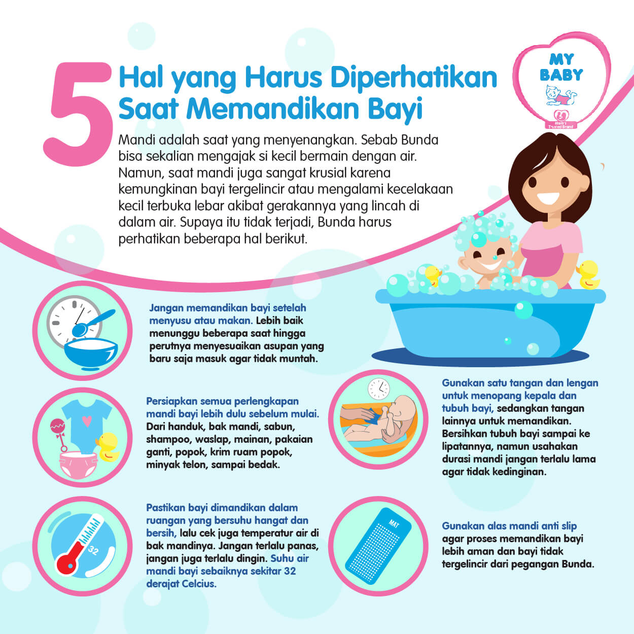 Perhatikan 5 Hal Ini Agar Bayi Tetap Aman Saat Dimandikan 